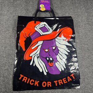 Vintage NOS NWT‎ Pack of 3 Plastic Halloween Trick or Treat Bag Witch JOL Skull